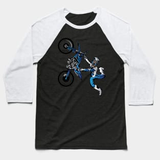 Dirtbiker Motocross Freestyle Fly Blue. Baseball T-Shirt